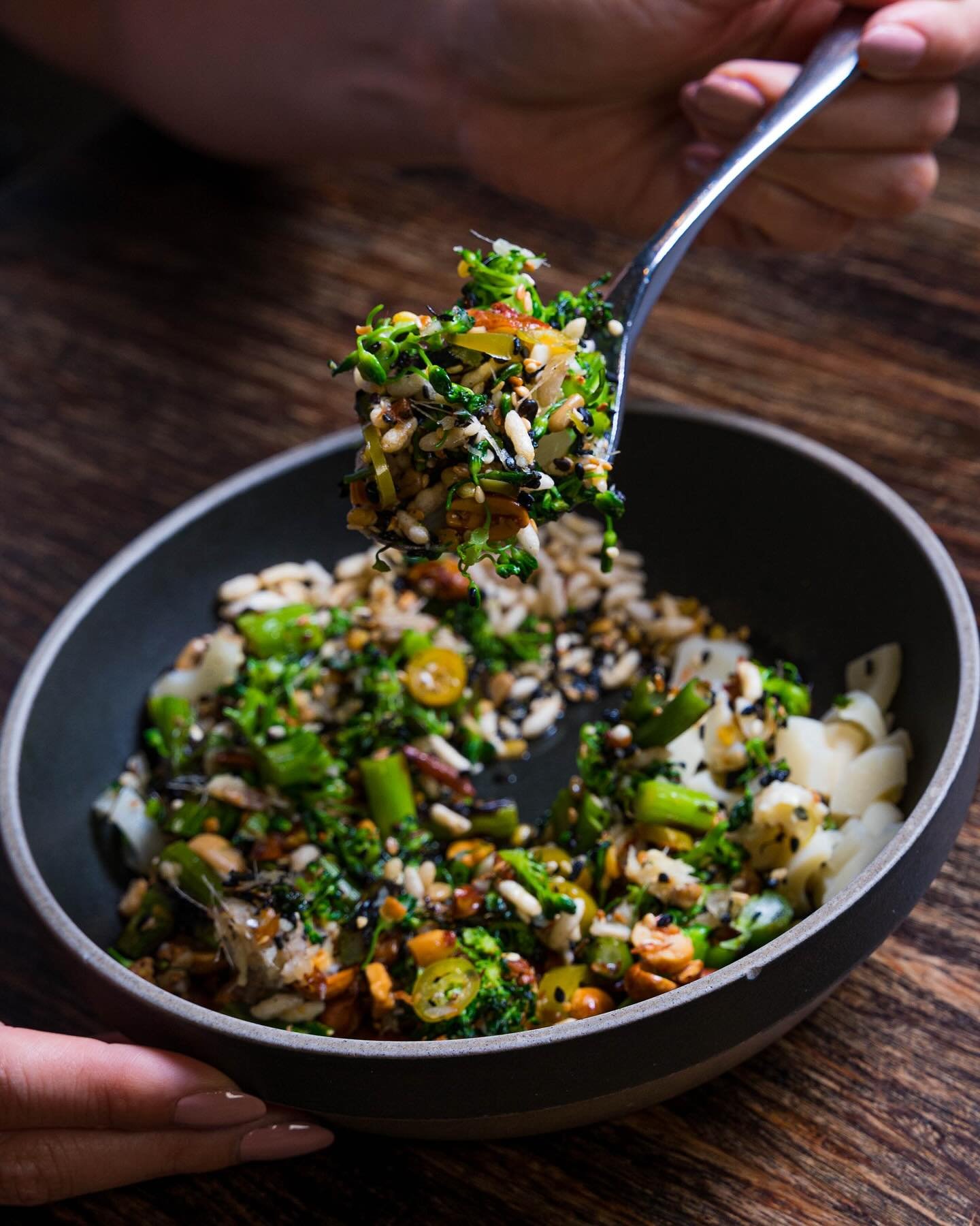 this salad forever, all the nuts, all the seeds 🥦🥜💕🫚💕 it&rsquo;s a brand-new week at HLAY HQ, see you tonight xx